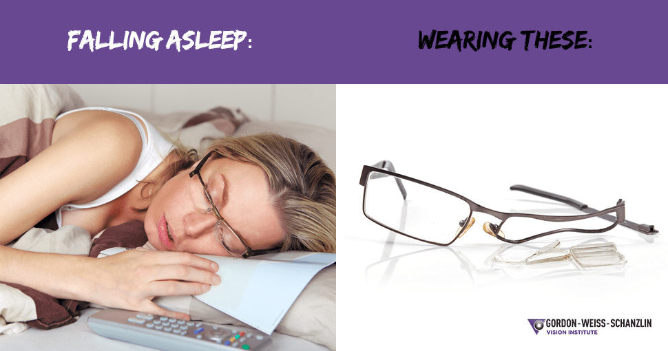 women falling asleep wearing glasses