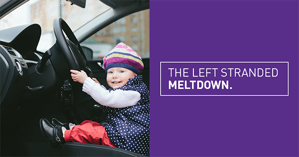 Little girl sitting in a car holding the steering wheel - mommy meltdown