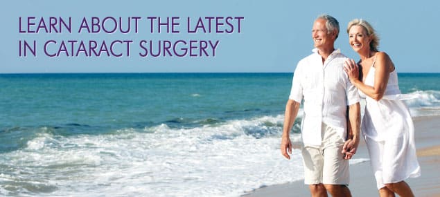 older couple walking on beach - cataract surgery