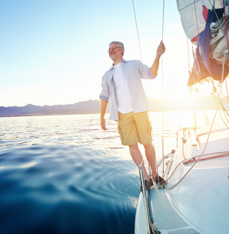 senior man on a boat