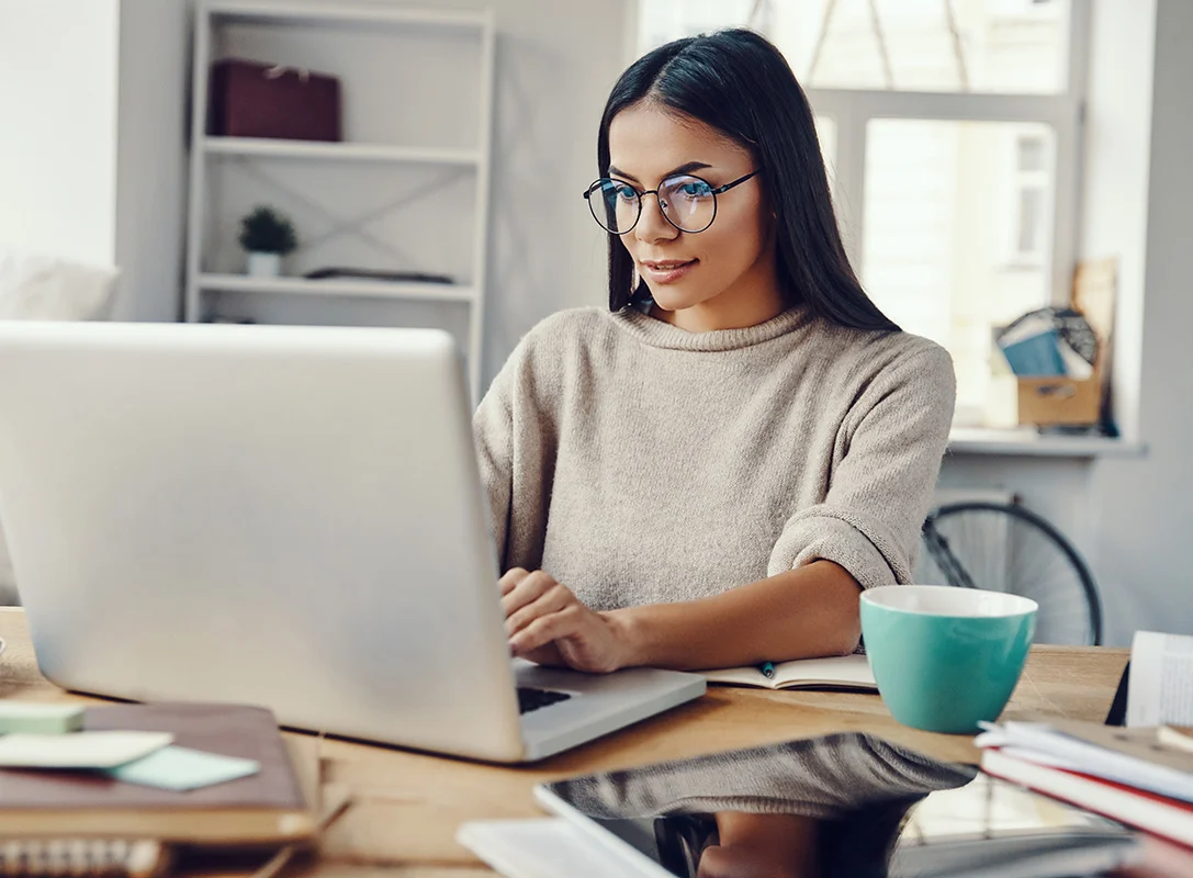 Woman using laptop