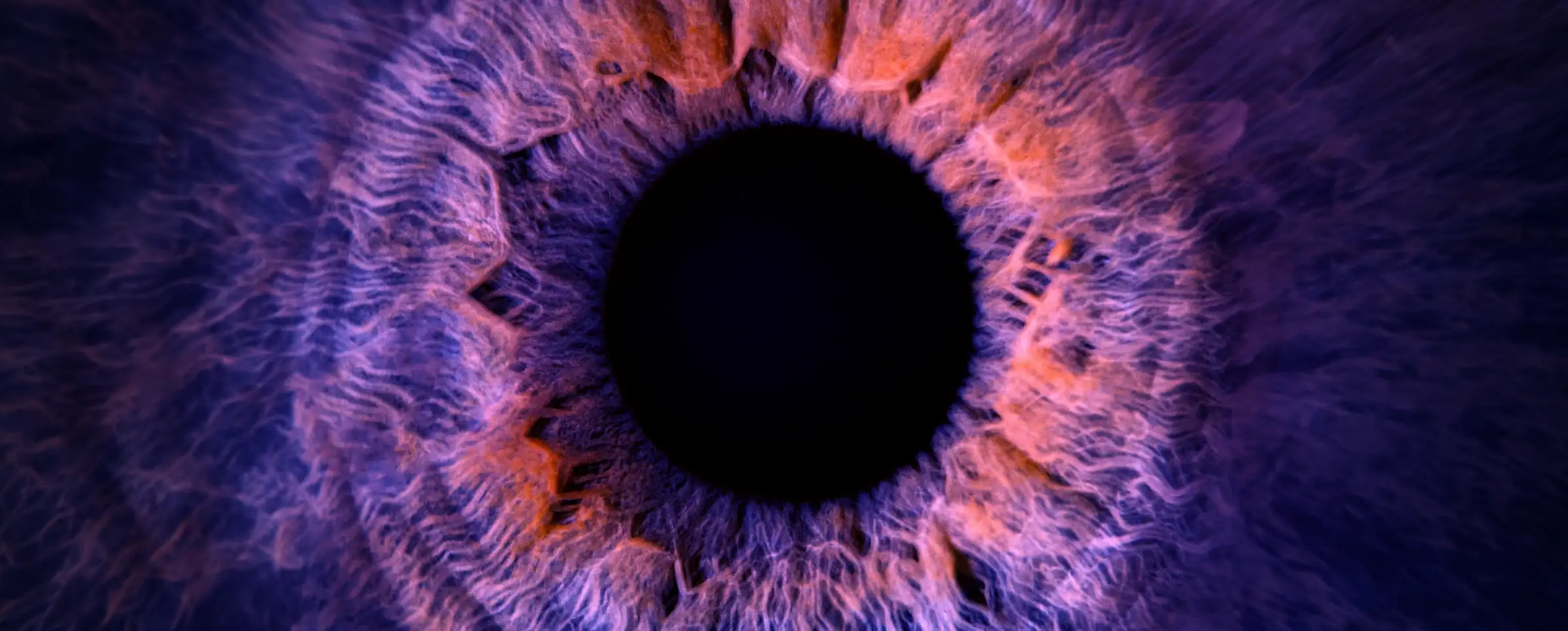 close up image of a colorful eye